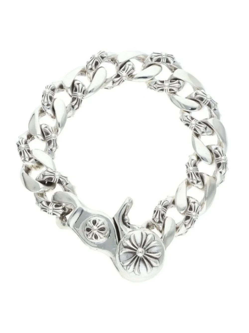 Chrome Hearts Fncy Chn Lnk Fancy Link Clip Silver Bracelet